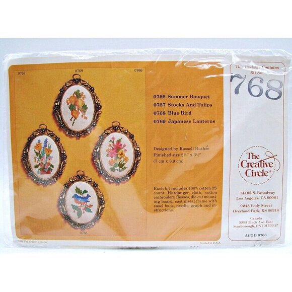 The Creative Circle Cross Stitch Kit #768 Blue Bird Russel Bushee Frame Included - Picture 1 of 10